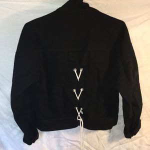 Black Jean Jacket with Ribbons